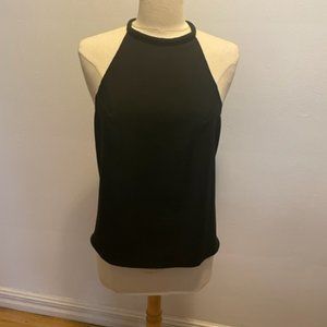 Shilla elegant black cutaway tank top in black double knit jersey